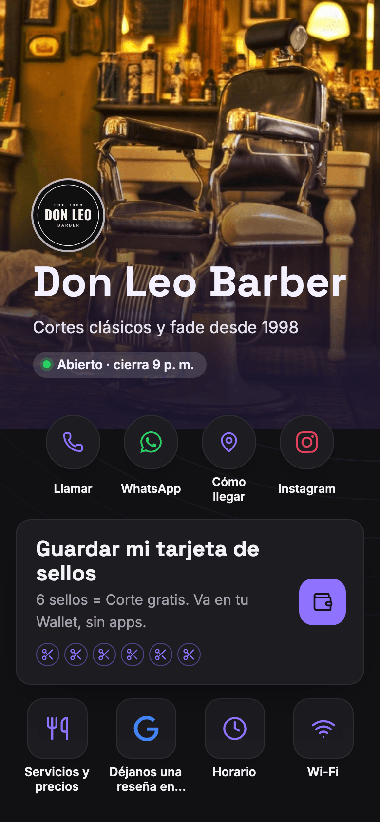 Página de ejemplo de Don Leo Barber